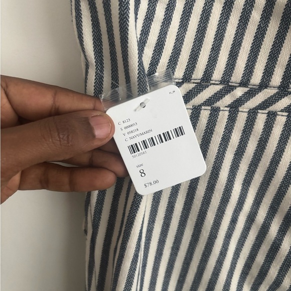 Free People Pants Womens 8 Frankie High Rise Cropped Button Fly Striped Nautical - Picture 4 of 7